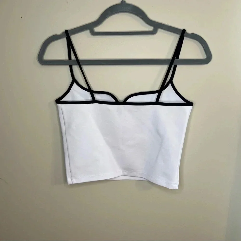 NWT ABERCROMBIE White & Black Ponte Sweetheart Cropped Top S